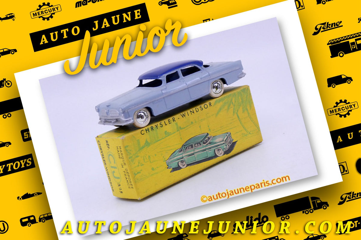 Le #2515 - C-I-J - Chrysler - Windsor est en vente sur Auto Jaune Junior ! Découvrez nos collections de diecast Dinky-Toys, Corgi, Corgi-Toys, Solido, Norev.. Découvrez notre magasin physique, AutoJaune Paris, ouvert en 1984 par Vincent Espinasse. 41 rue Cavendish, 75019 Paris. Tel: 01 42 40 61 23. Ouvert les mardi et vendredi de 13h à 19h.