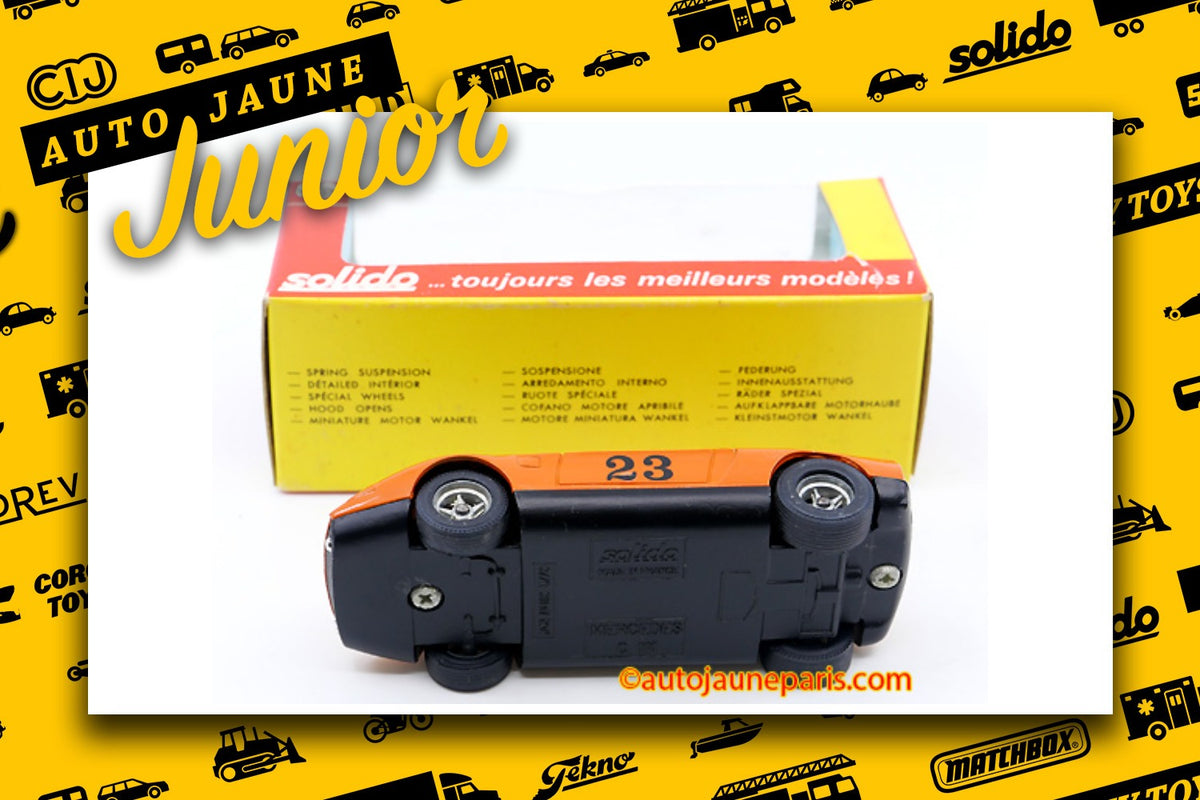 Le #2747 - Solido - Mercedes - C111 est en vente sur Auto Jaune Junior ! Tekno, Politoys, Mebetoys, Mercury, Joal, Diapet, Märklin, TootsieToys. Vous avez le même jouet ? Profitez de notre expertise pour vous accompagner dans la vente de vos modèles ou votre collection ! Nous achetons tous lots de miniatures ! Contactez nous ! contact@autojaunejunior.com.