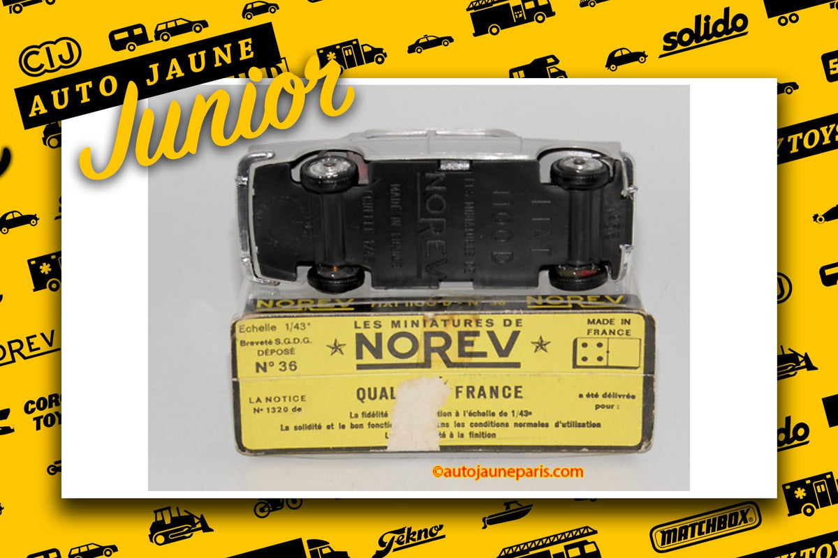 Le #2641 - Norev - Fiat - 1100D est en vente sur Auto Jaune Junior ! Tekno, Politoys, Mebetoys, Mercury, Joal, Diapet, Märklin, TootsieToys. Vous avez le même jouet ? Profitez de notre expertise pour vous accompagner dans la vente de vos modèles ou votre collection ! Nous achetons tous lots de miniatures ! Contactez nous ! contact@autojaunejunior.com.
