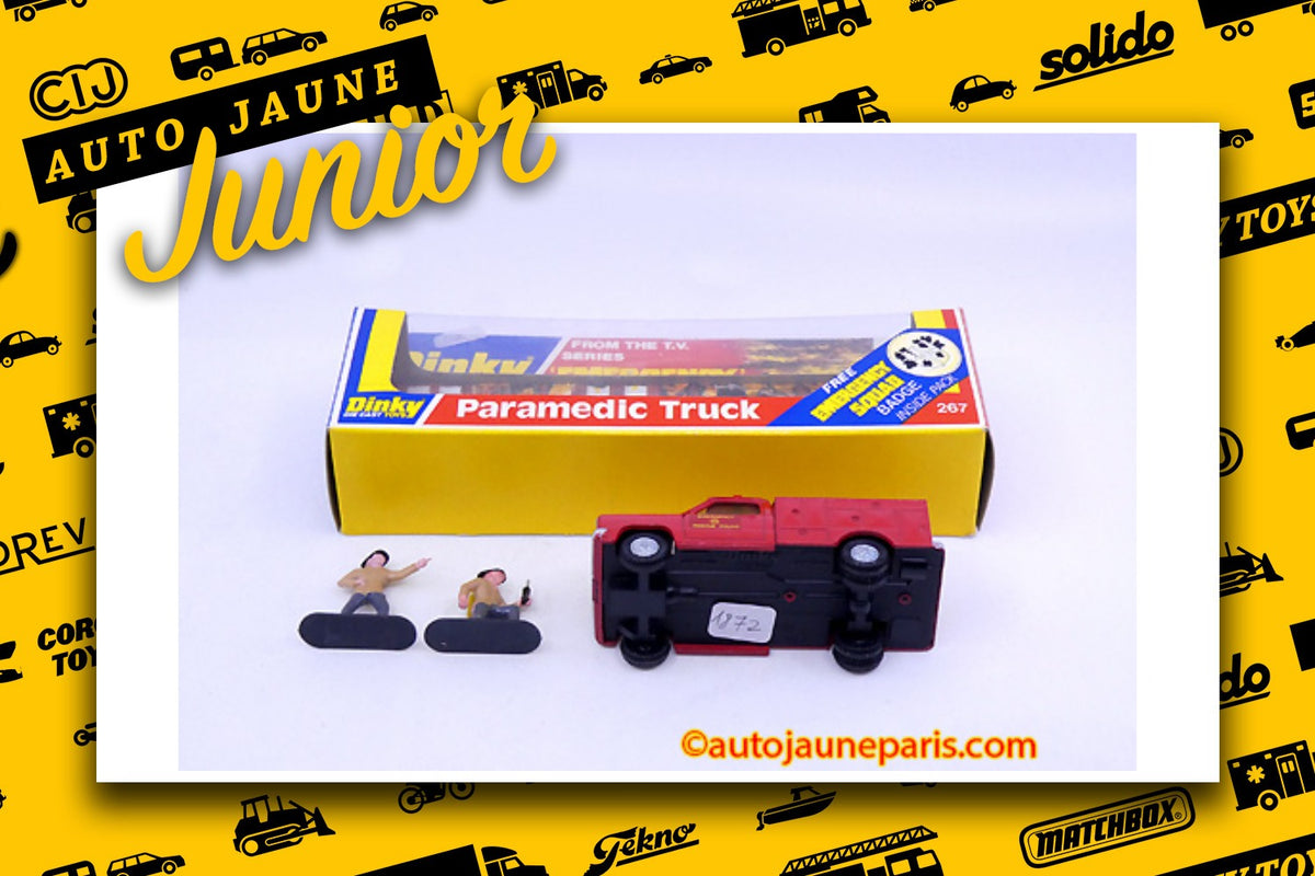 Le #2661 - Dinky Toys GB - Chevrolet - Paramedic truck de la série "Emergency squad" est en vente sur Auto Jaune Junior ! Tekno, Politoys, Mebetoys, Mercury, Joal, Diapet, Märklin, TootsieToys. Vous avez le même jouet ? Profitez de notre expertise pour vous accompagner dans la vente de vos modèles ou votre collection ! Nous achetons tous lots de miniatures ! Contactez nous ! contact@autojaunejunior.com.