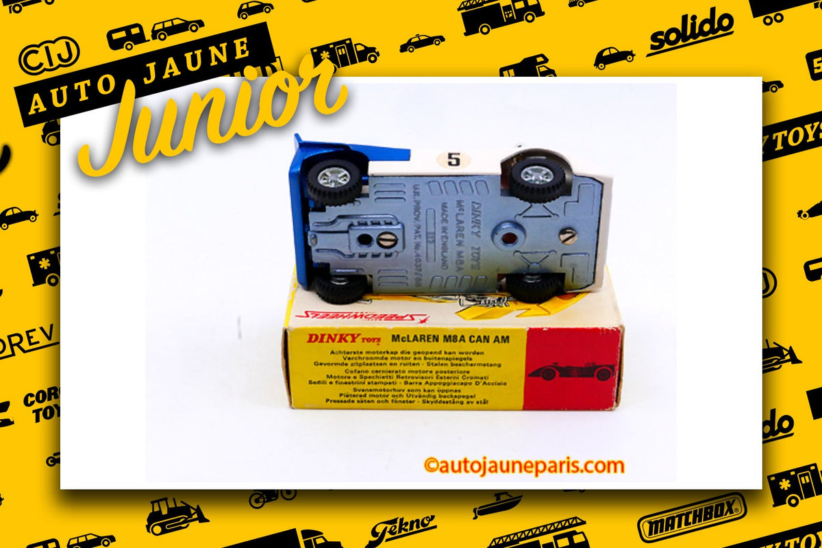 Le #2696 - Dinky Toys - Mac Laren - M8A Can Am est en vente sur Auto Jaune Junior ! Tekno, Politoys, Mebetoys, Mercury, Joal, Diapet, Märklin, TootsieToys. Vous avez le même jouet ? Profitez de notre expertise pour vous accompagner dans la vente de vos modèles ou votre collection ! Nous achetons tous lots de miniatures ! Contactez nous ! contact@autojaunejunior.com.