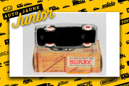 Le #2749 - Norev - Peugeot - 403 est en vente sur Auto Jaune Junior ! Tekno, Politoys, Mebetoys, Mercury, Joal, Diapet, Märklin, TootsieToys. Vous avez le même jouet ? Profitez de notre expertise pour vous accompagner dans la vente de vos modèles ou votre collection ! Nous achetons tous lots de miniatures ! Contactez nous ! contact@autojaunejunior.com.